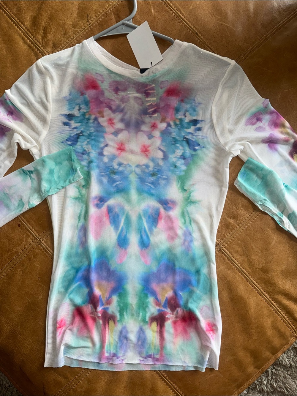 AFRM Blur Blossom Mesh Long Sleeve Top Size Small NWT Floral Print